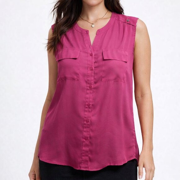 Liz Claiborne Tops - 💗 Liz Claiborne Sleeveless Blouse – Magenta Pink Button Front Top (XL) 💗